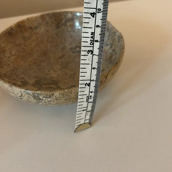Marble limestone Bowl home decor trinket dish beige heavy small bowl - Picture 9 of 10